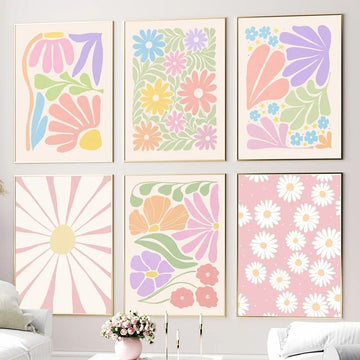 minimalist pastel aesthetic floral print gallery wall art canvas posters roomtery room decor