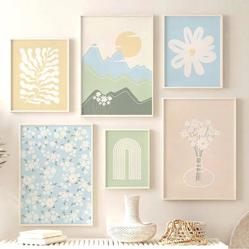 cute pastel drawings gallery wall art aesthetic canvas posters roomtery