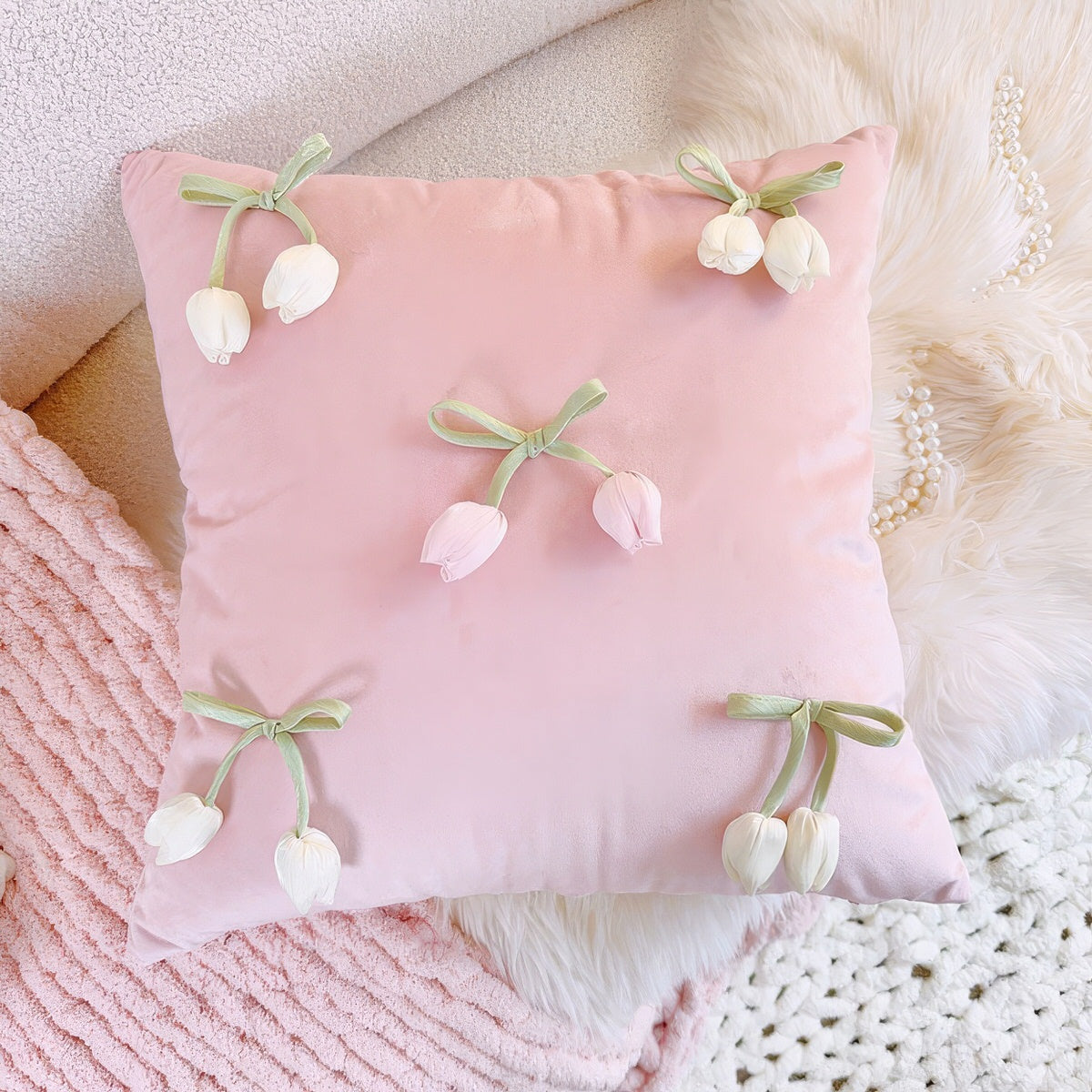 French-Vintage-Tulip-Ruffle-Pillow Covers