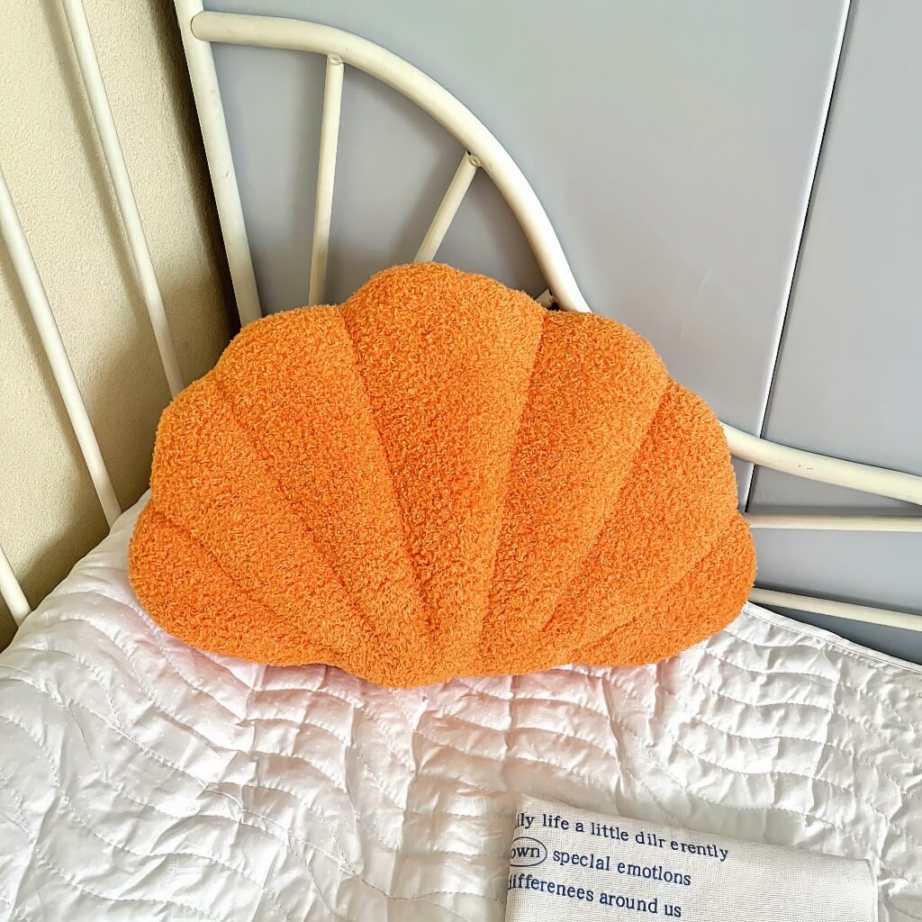 terry seashell shaped plush throw cushion 