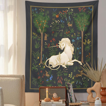 Unicorn in a Magic Forest Tapestry