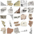 A collection of 52 stickers designed with vintage newspaper prints, old magazine clippings, classical artwork, and muted neutral tones, ideal for decorating journals and scrapbooks.