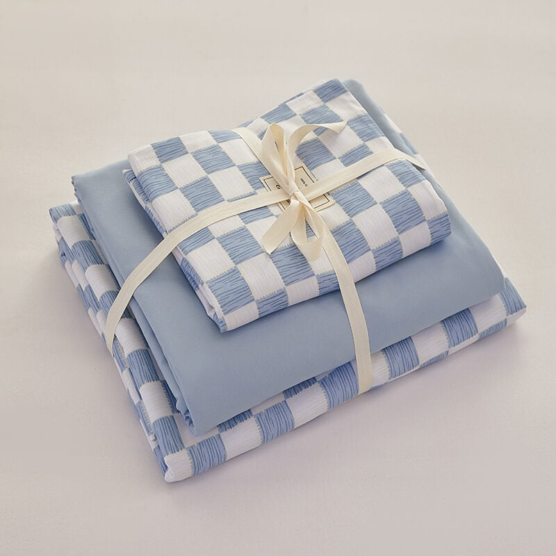 mini checkered print aesthetic bedding duvet cover set roomtery