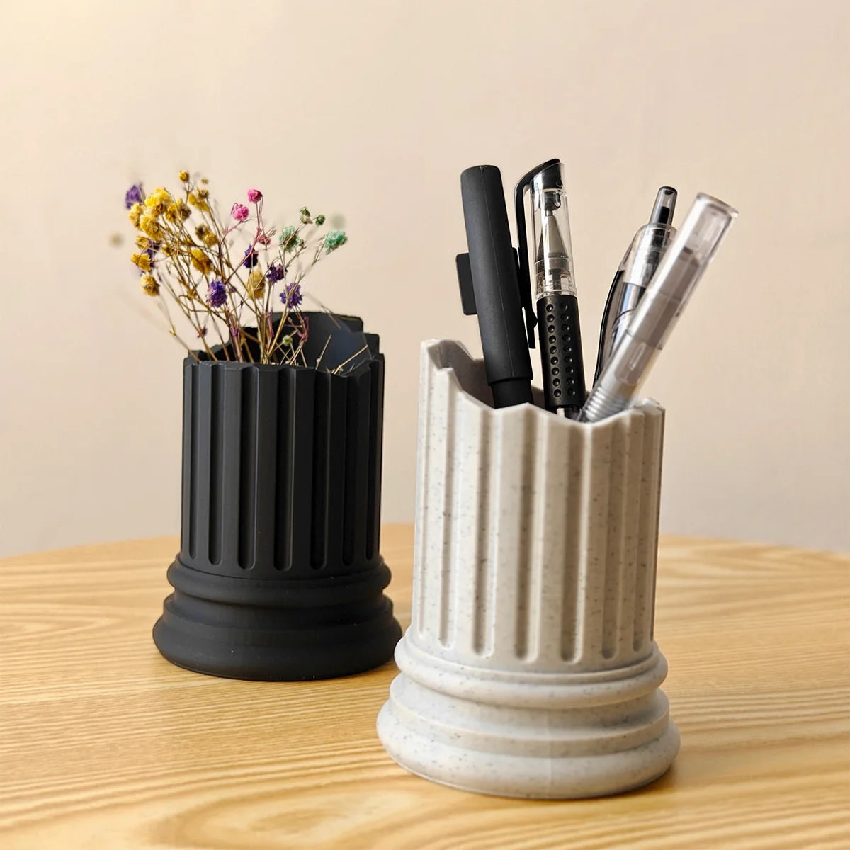 broken ancient column shaped pen holder