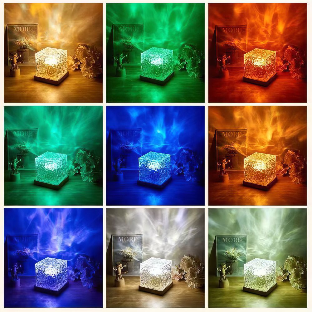 aurora night light ambient ice cube lamp aesthetic room lightingaurora night light ambient ice cube lamp aesthetic room lighting