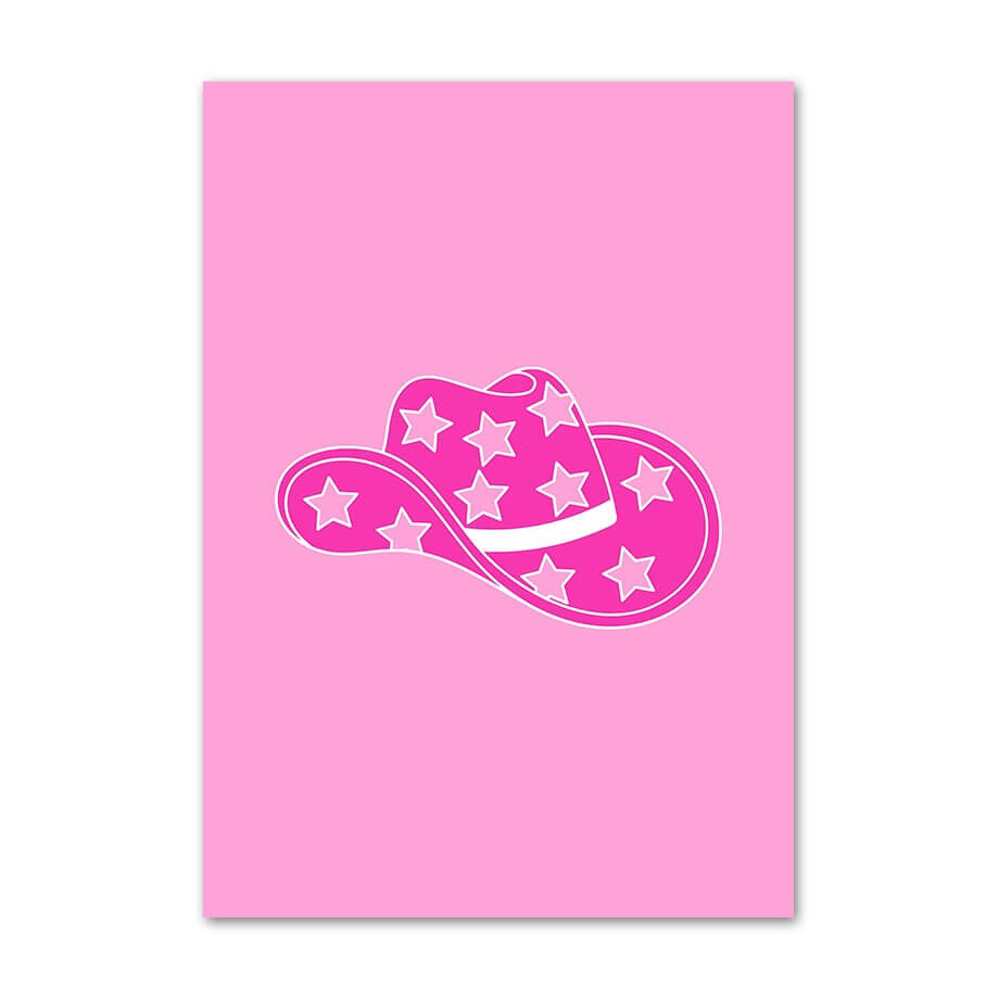 barbiecore aesthetic gallery wall art prints canvas posters in bright pink and acid blue colors
