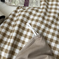 light beige gingham print aesthetic bedding duvet cover set