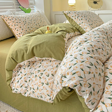 Beige Tulips Cottagecore Bedding Set