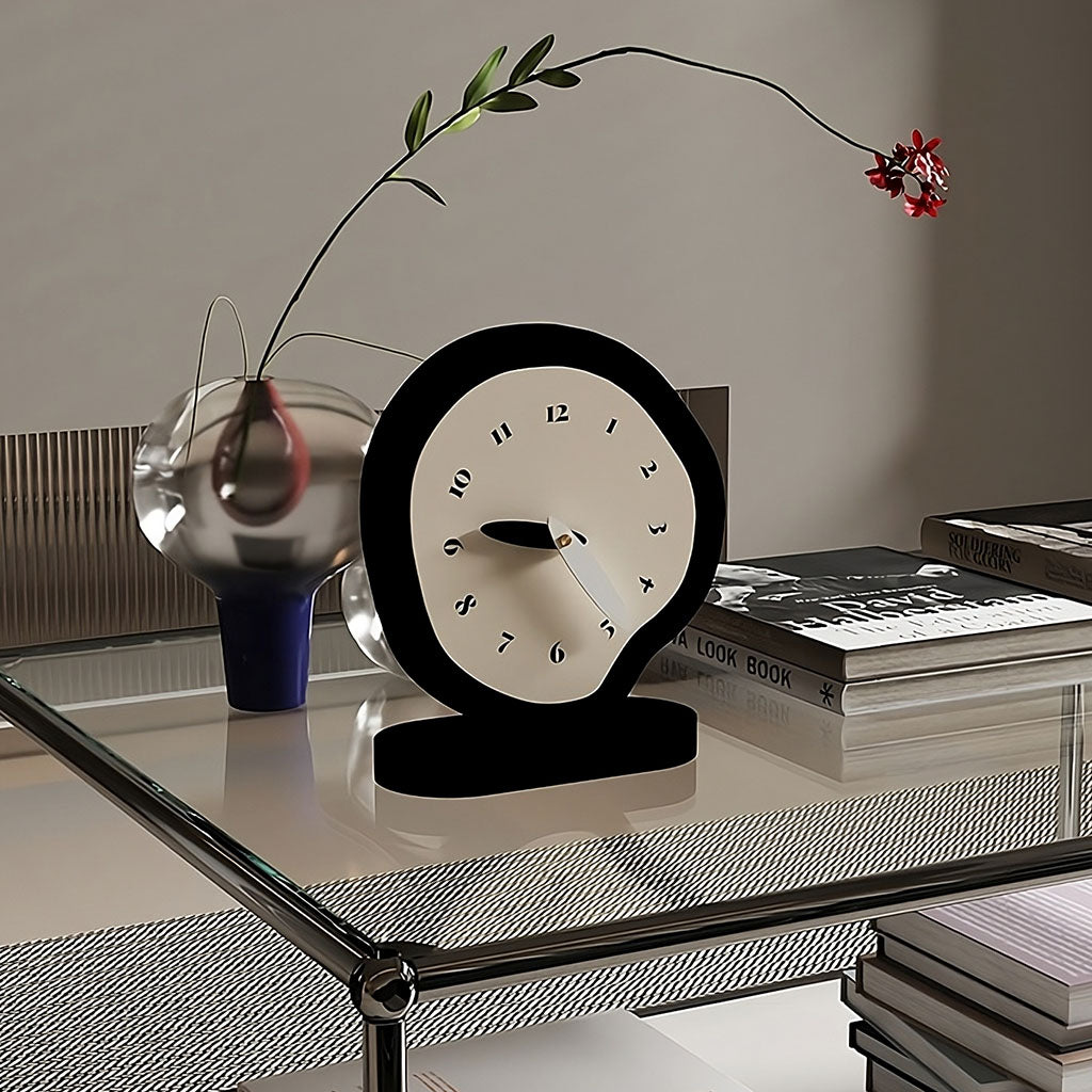 black and white irregular minimalist desk clock