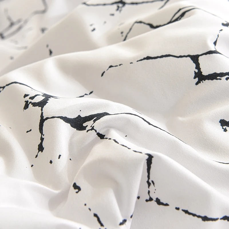 black and white natural stone print aesthetic bedding set roomtery