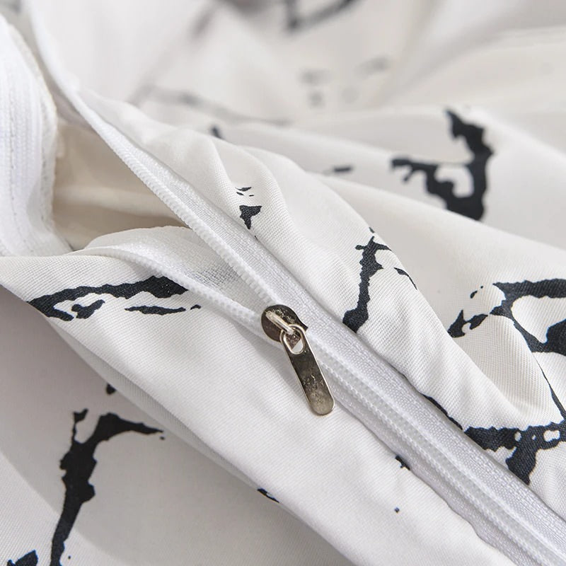black and white natural stone print aesthetic bedding set roomtery