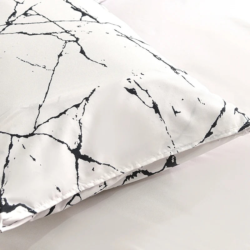 black and white natural stone print aesthetic bedding set roomtery