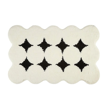 black white circles tufted rug