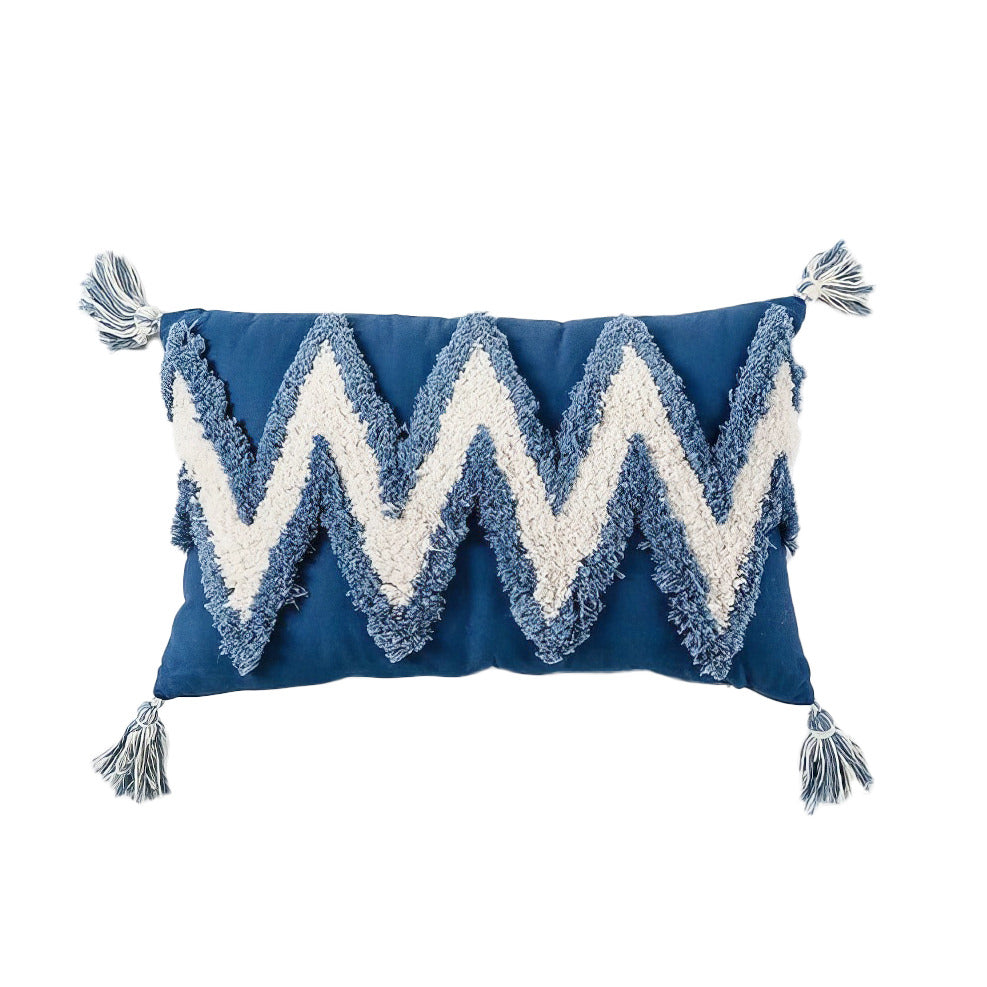 boho and preppy aesthetic zig zag tufted fringe aesthetic cushion cover