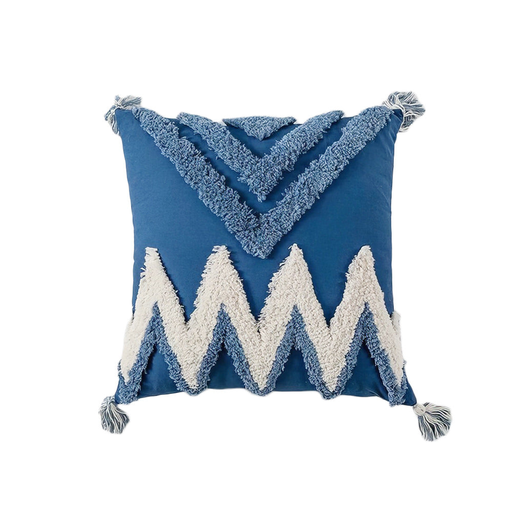 boho and preppy aesthetic zig zag tufted fringe aesthetic cushion cover