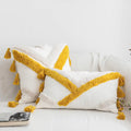 boho and preppy aesthetic zig zag tufted fringe aesthetic cushion cover