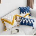 boho and preppy aesthetic zig zag tufted fringe aesthetic cushion cover