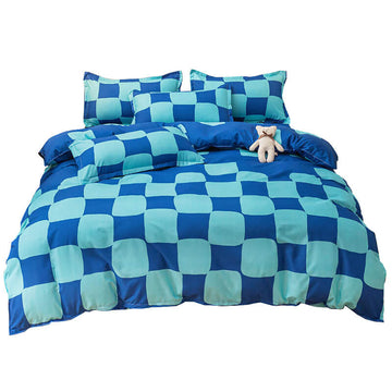 Blue Checker Bedding Set