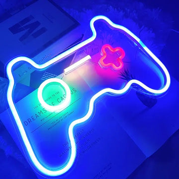 Blue Game Controller Neon Sign