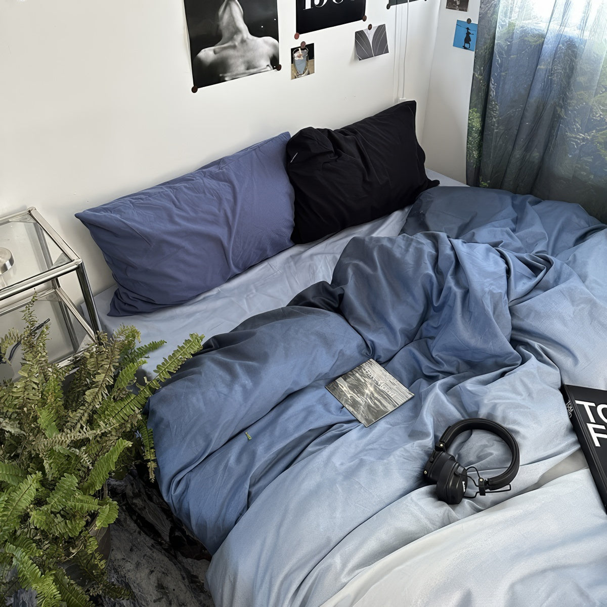 blue gradient aesthetic bedding duvet cover set