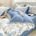 blue monochrome floral print bedding duvet cover set