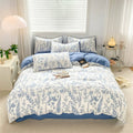 blue monochrome floral print bedding duvet cover set