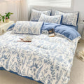 blue monochrome floral print bedding duvet cover set
