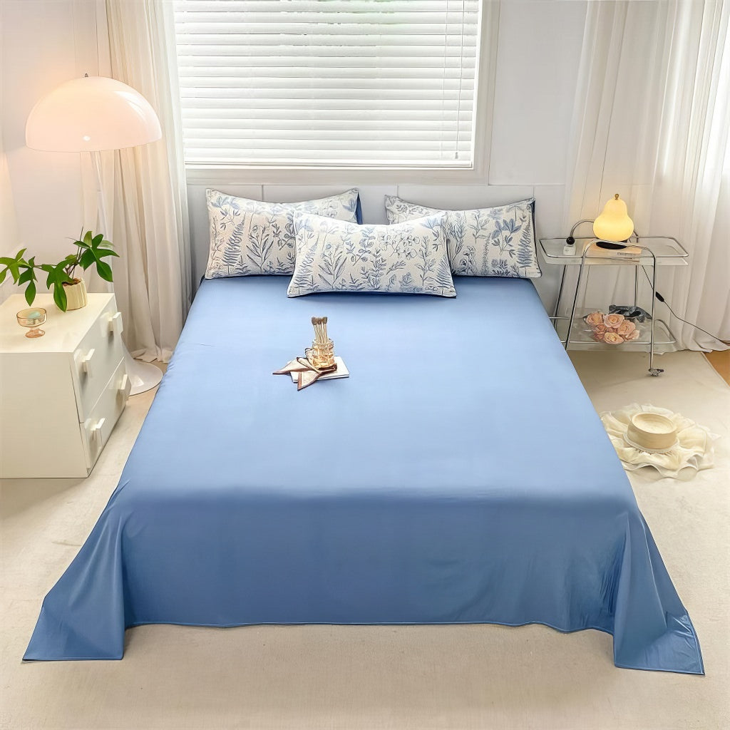 blue monochrome floral print bedding duvet cover set