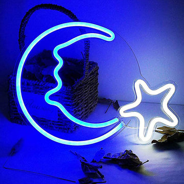 blue moon and star aesthetic wall decor sign roomtery