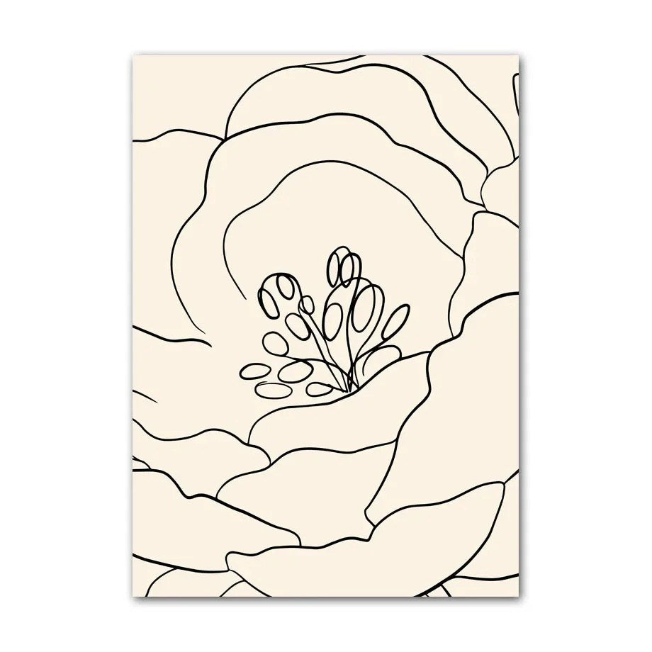 minimalist flower print in pale brown color boho aesthetic room decor roomtery