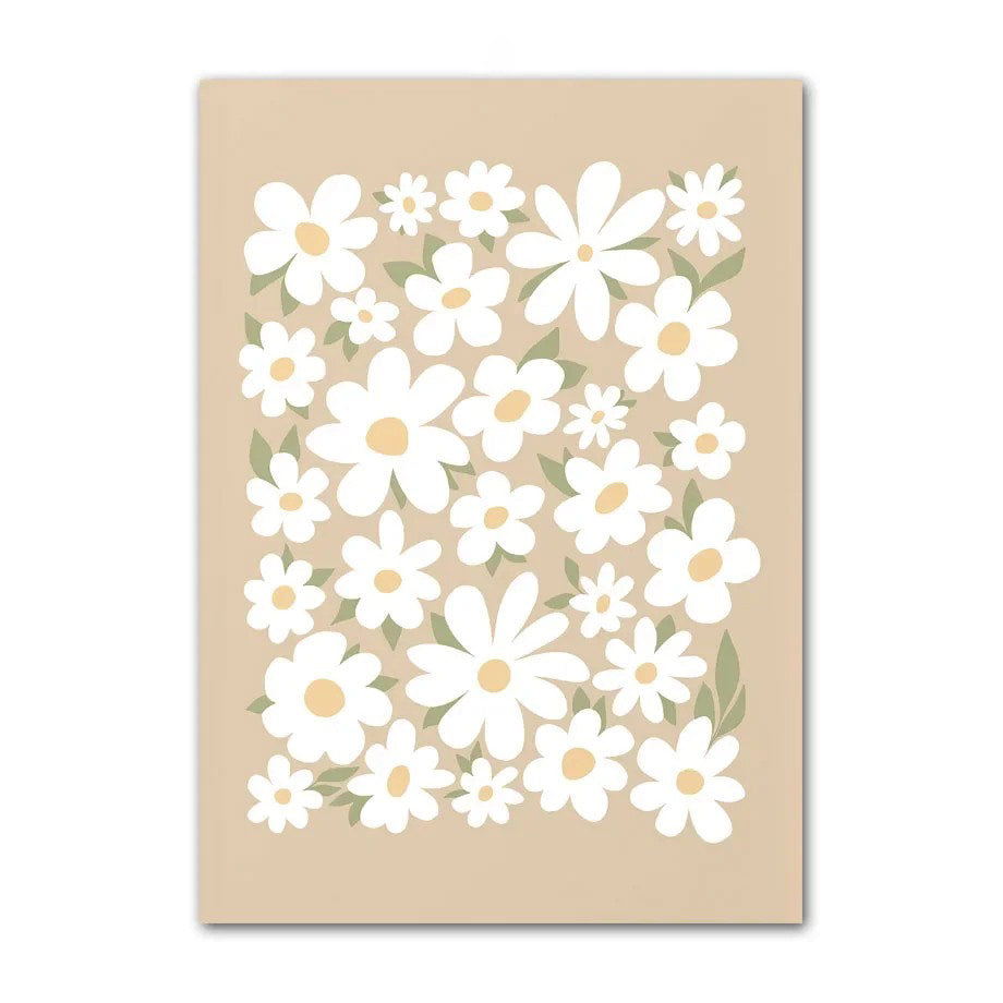 minimalist flower print in pale brown color boho aesthetic room decor roomtery