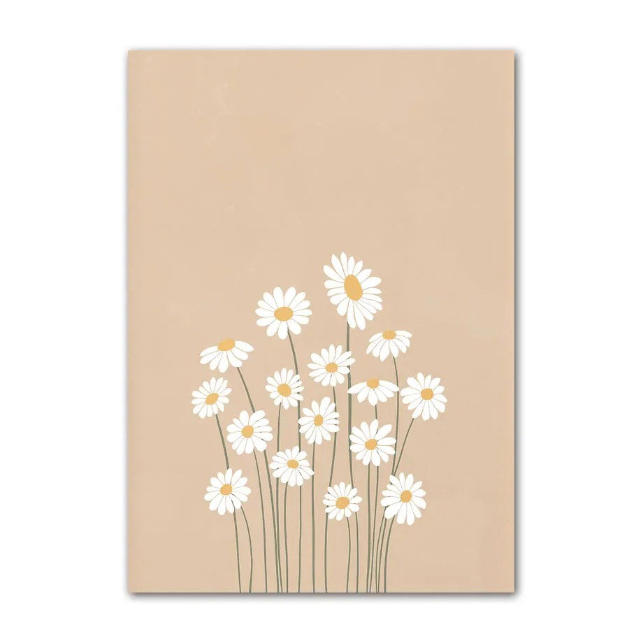 minimalist flower print in pale brown color boho aesthetic room decor roomtery