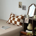brown color checkered bedding set