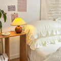 chic girl ruffle laces solid color bedding set roomtery