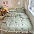 chic girl ruffle laces solid color bedding set roomtery