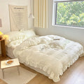 chic girl ruffle laces solid color bedding set roomtery