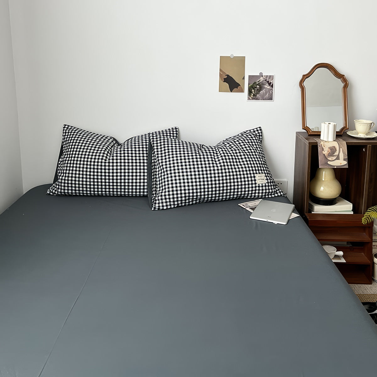 classic black gingham print bedding duvet cover set