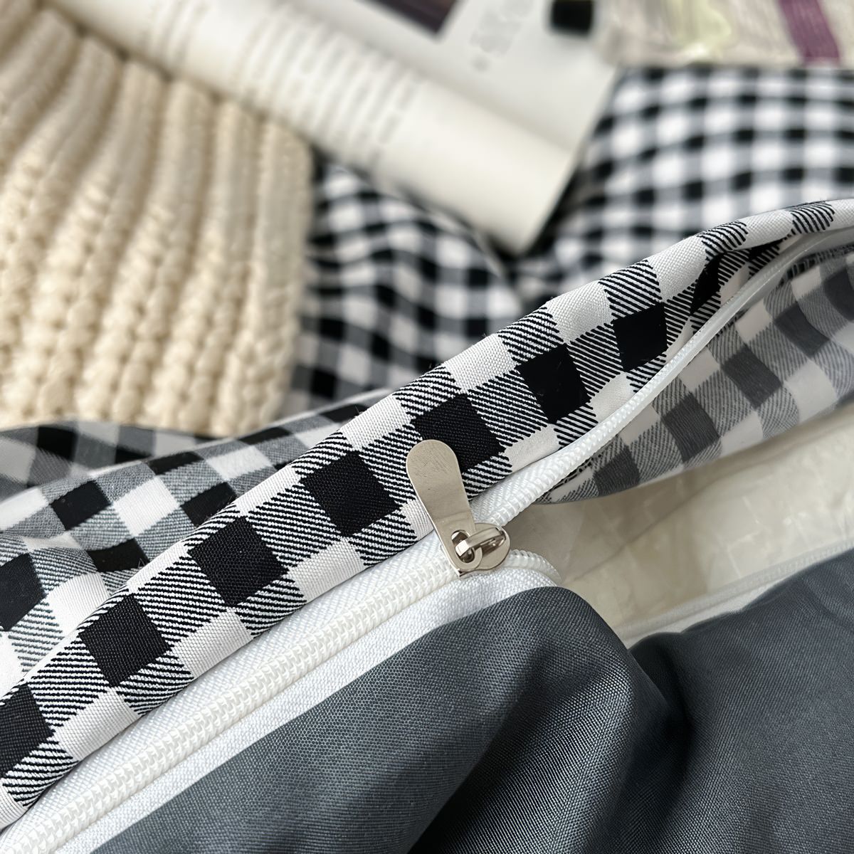 classic black gingham print bedding duvet cover set