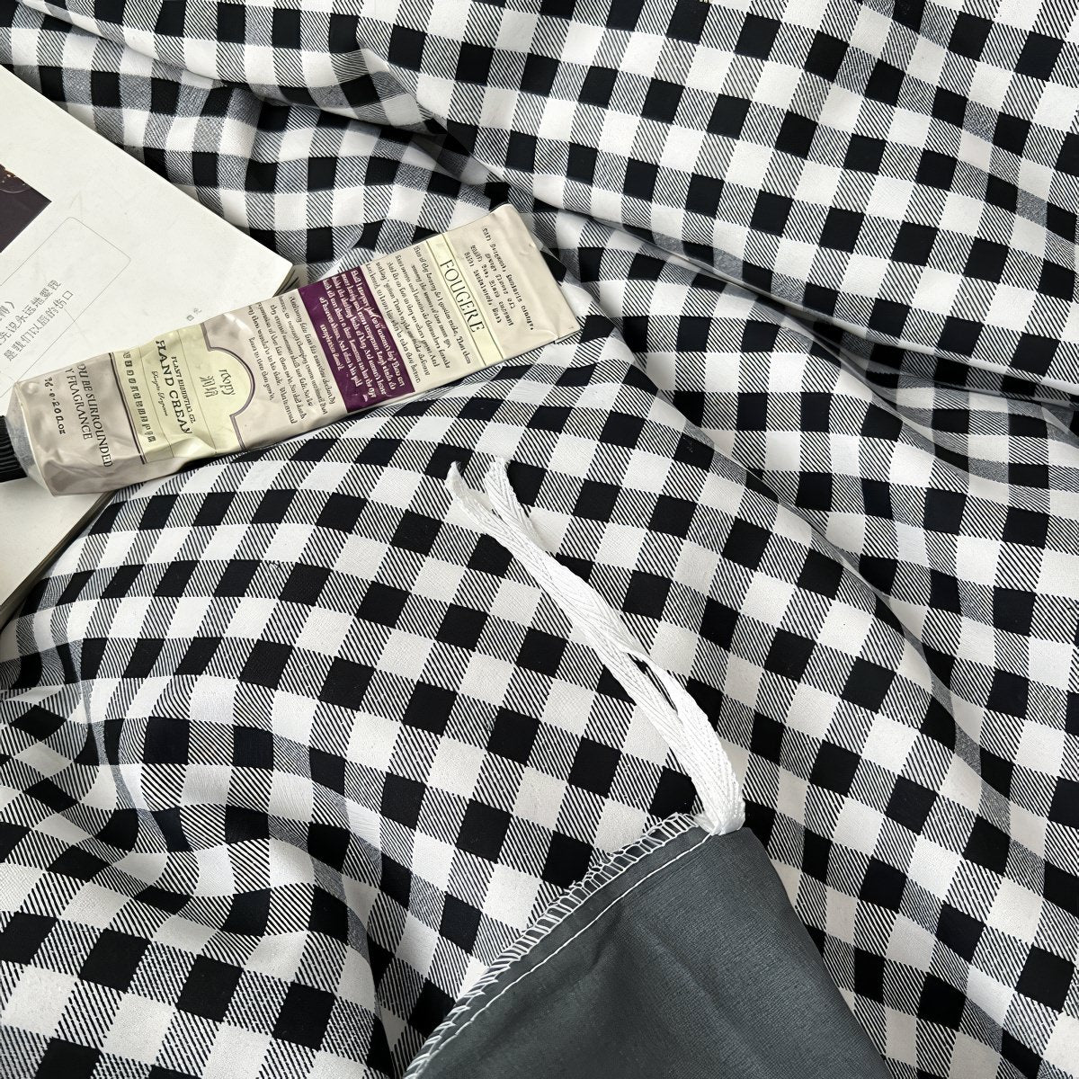 classic black gingham print bedding duvet cover set