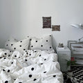 classic black and white polka dot pattern print duvet cover bedding set