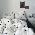 classic black and white polka dot pattern print duvet cover bedding set