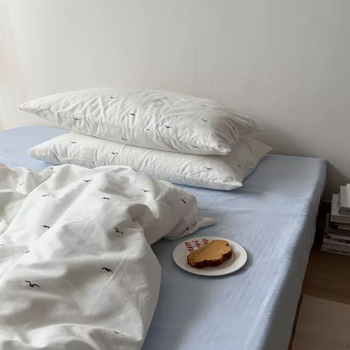 coastal aesthetic minimalist light blue bedding duvet cover set