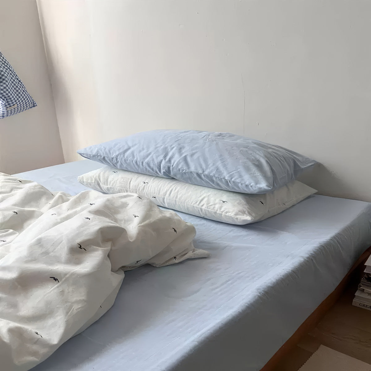 coastal aesthetic minimalist light blue bedding duvet cover set