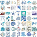 Collection of sea-themed coastal cowgirl aesthetic stickers with various oceanic elements.