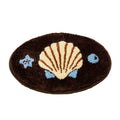 coconut girl aesthetic brown, beige and blue seashell tufted accent rug
