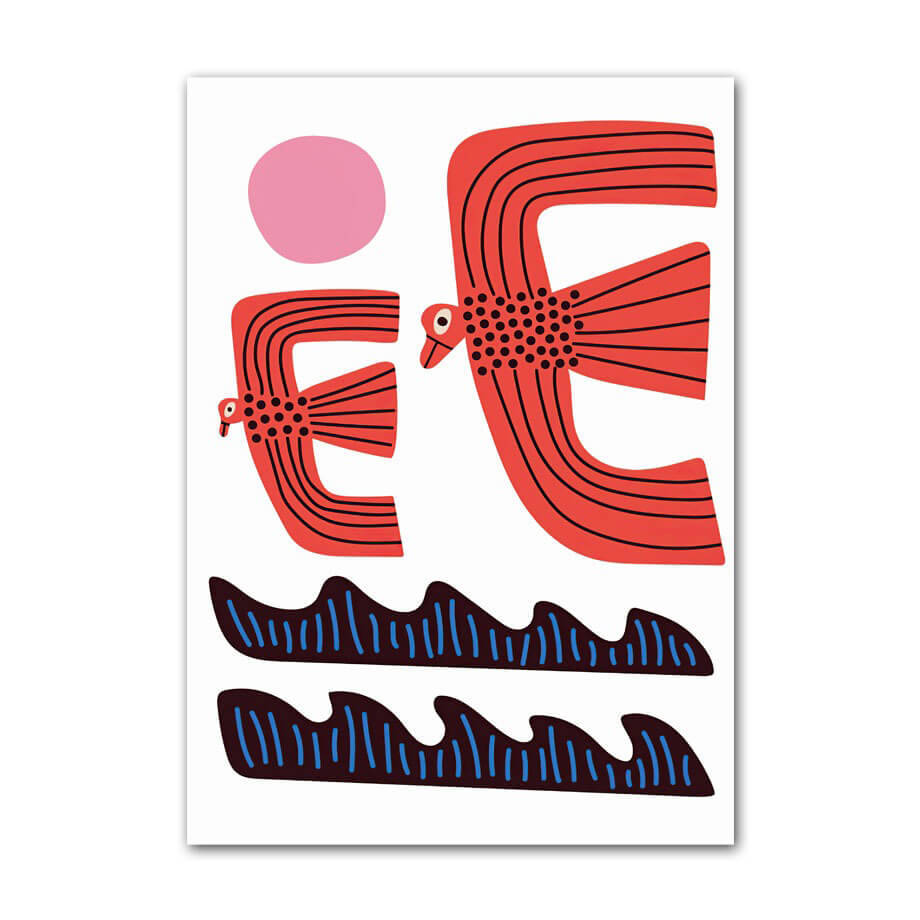 colorful modern art cut out gallery wall art aesthetic posters