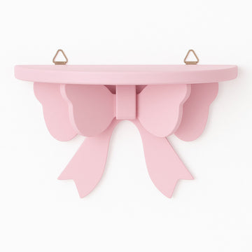 bow shaped wooden mini wall storage shelf for coquette aesthetic rooms