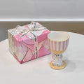 coquette aesthetic ceramic bunny pedestal cute checkered and striped cup