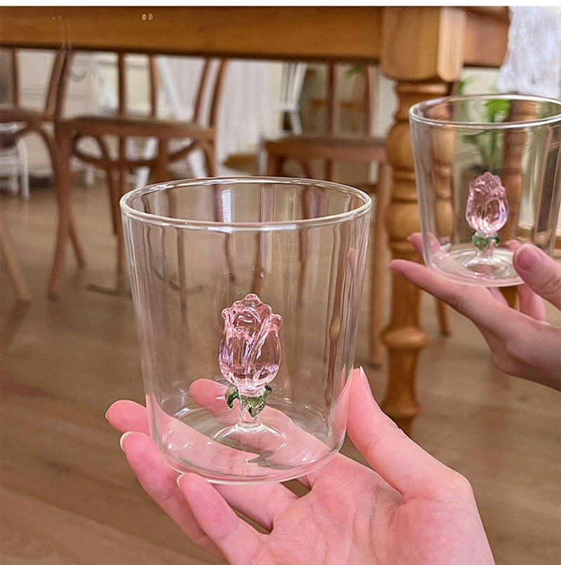 rosebud figurine glass cup coquette aesthetic accessories roomtery