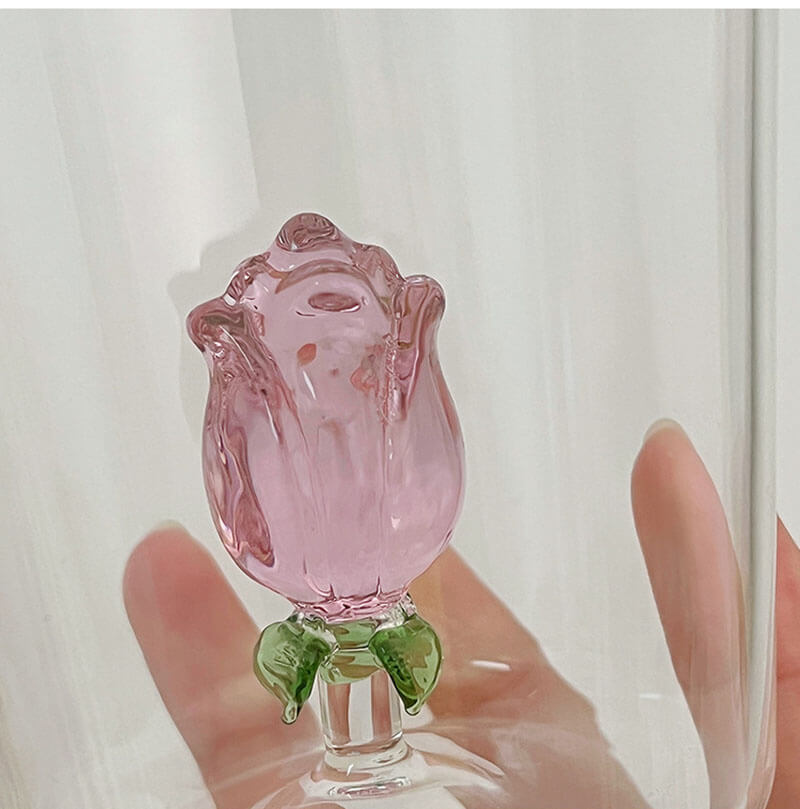 rosebud figurine glass cup coquette aesthetic accessories roomtery